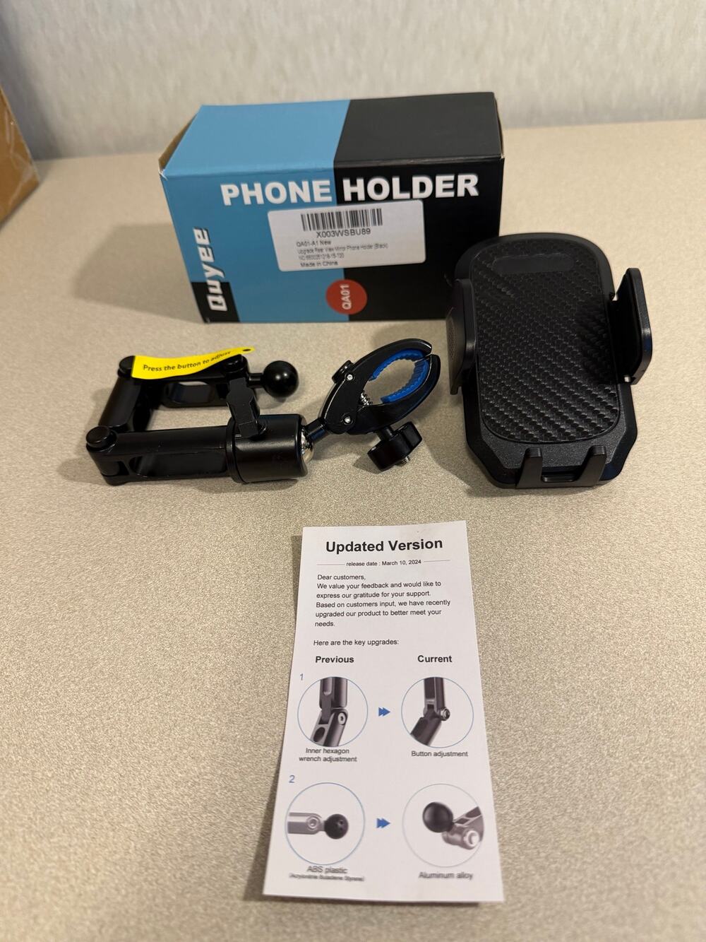 Quyee Phone Holder Motorcycle Bike Handlebar Mount Ball Joint Updated Version